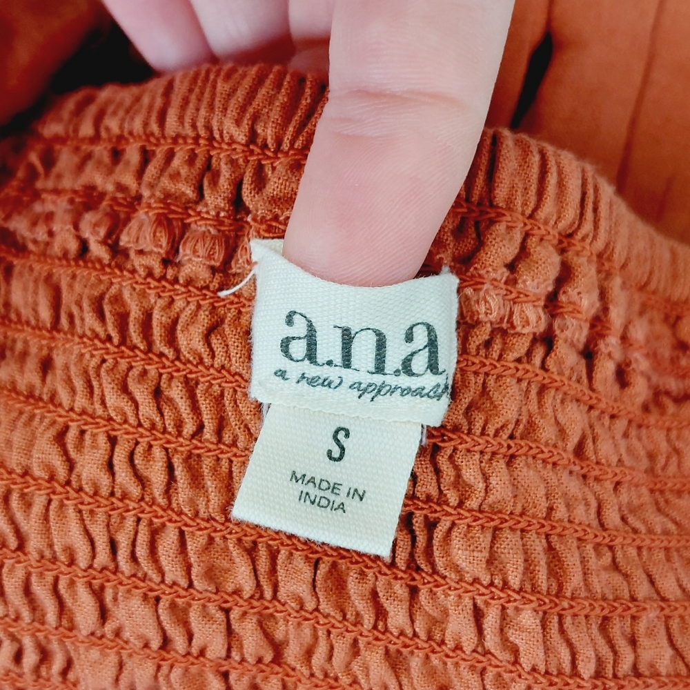 A.N.A. New Approach Rust Orange Button Down Linen… - image 6
